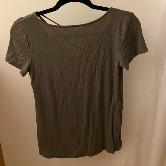 Olive Green Strappy American Eagle Tee - Picture 2 of 4